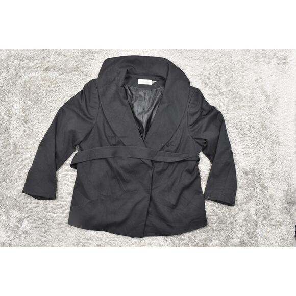 Calvin Klein Black Blazer 20W Plus Size - Double Breasted Lined With Belt - Picture 3 of 8